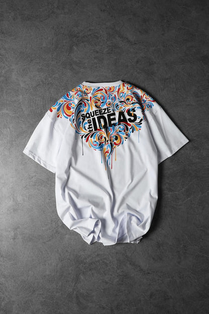 Men's White Ideas Neck Print T-Shirt