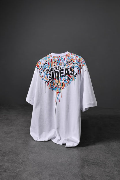 Men's White Ideas Neck Print T-Shirt