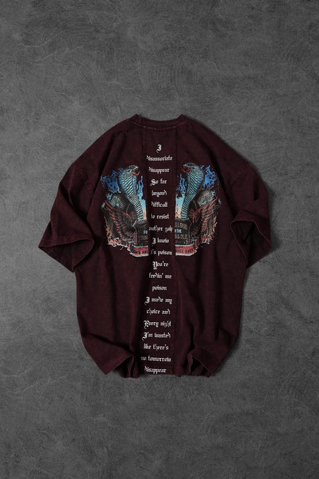 Men's Burgundy Viper Sand Washed T-Shirt