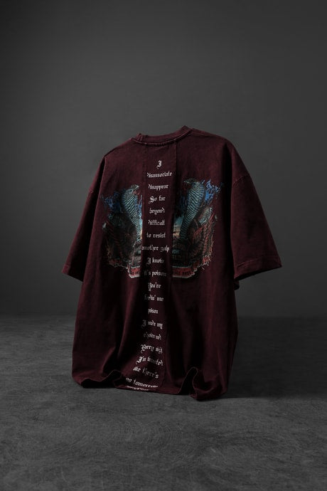 Men's Burgundy Viper Sand Washed T-Shirt