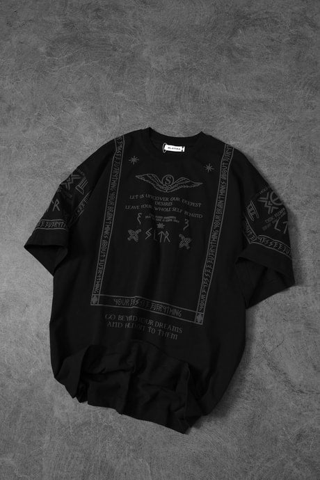 Men's Black Embossed Oversized T-Shirt