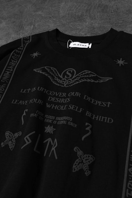 Men's Black Embossed Oversized T-Shirt