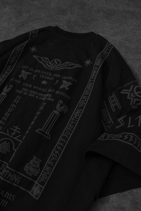 Men's Black Embossed Oversized T-Shirt