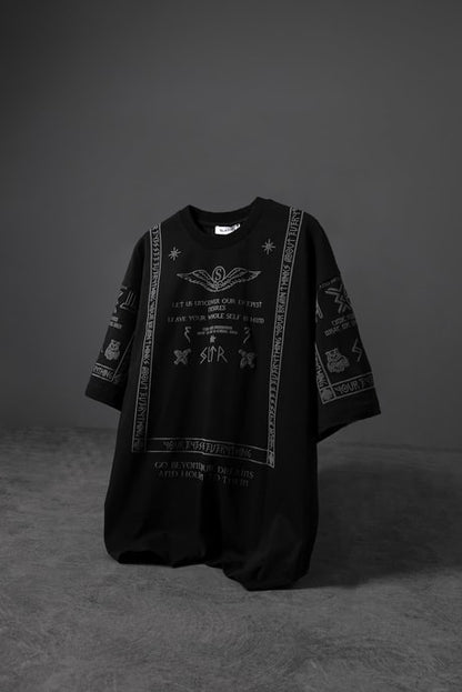 Men's Black Embossed Oversized T-Shirt